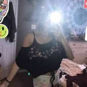 Black flowered cute top